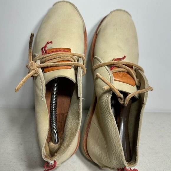 Satorisan Boots Mens 40 Casual Lace Up Two Eye Chukka Boot Beige Leather Flats - Picture 6 of 8